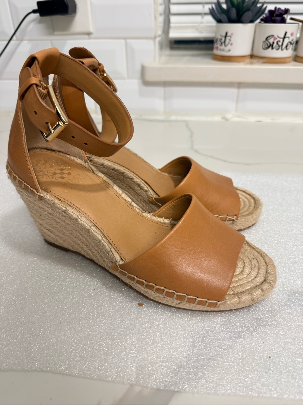 Vince Camuto Tan Espadrille Wedge Sandals with Ankle Strap (PRICE FIRM) - Picture 2 of 9